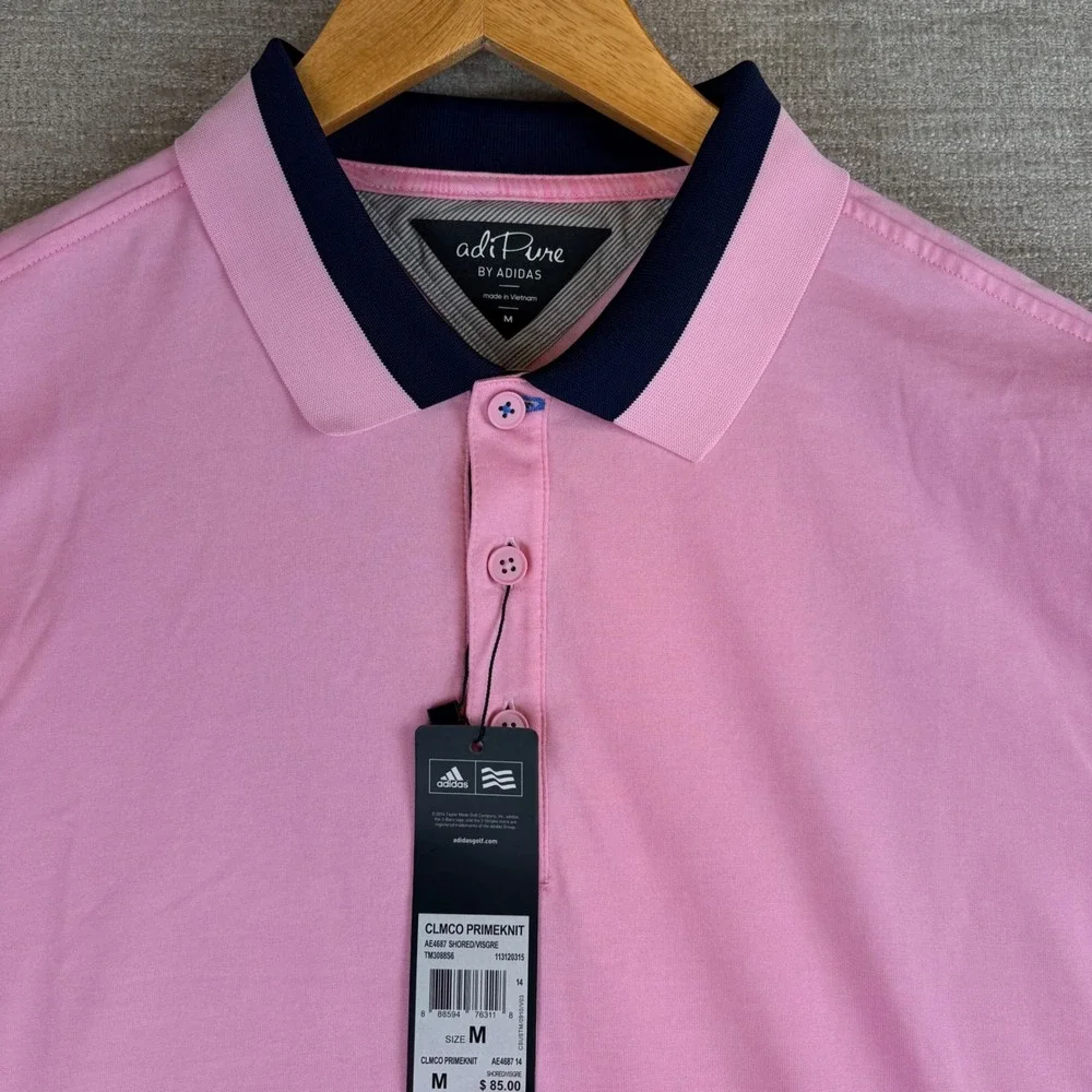 NEW Adidas adiPure Climacool Primeknit Golf Polo Pink Navy AE4687 Mens M NWT $85
